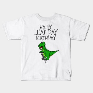 Leap Day Birthday T-Rex Dinosaur 29 Feb 2024 Kids T-Shirt